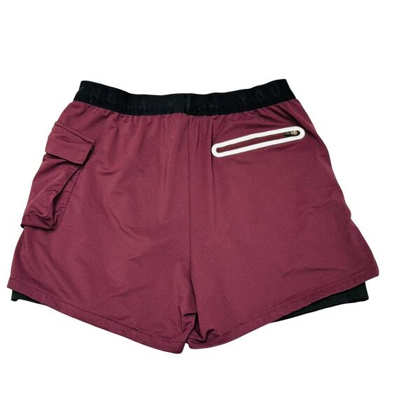 YoungLA MENS ATHLETIC WORKOUT GYM SHORTS LOGO BURGUNDY SZ M ATHLEISURE - Picture 6 of 6